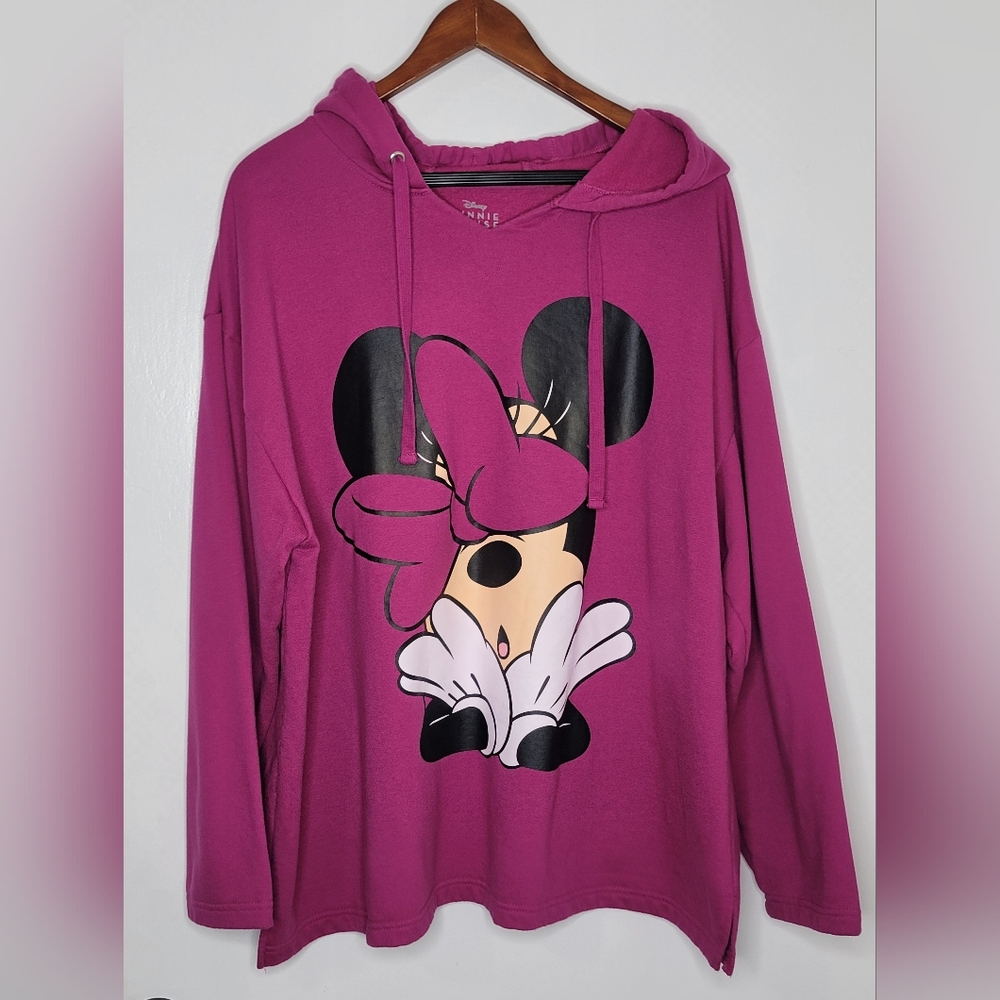 Disney Minnie Mouse Cartoon/ Anime Bright/Vidvid Pink Hoodie